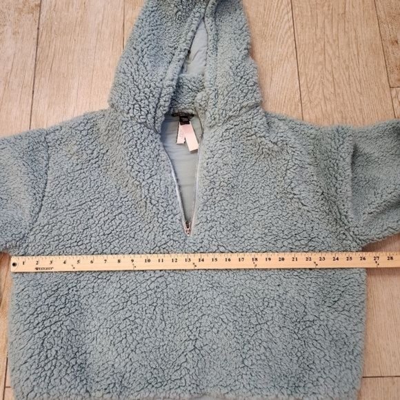 Victoria's Secret Womens Green Sherpa Half-Zip Hoodie Pullover - Picture 10 of 12